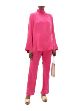 Worme Fuchsia The High Neck silk blouse