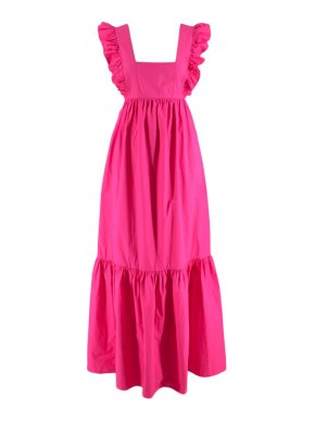 elf Portrait Fuchsia Cotton Poplin Maxi Dress