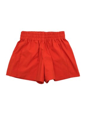 Maje Red Gathered Cady Shorts