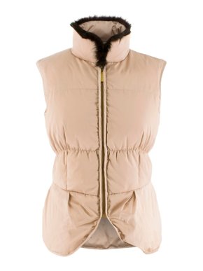 Carolina Herrera Beige Down Gilet with Fur Trim