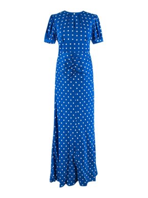 Self Portrait Polka-dot satin-jacquard midi dress