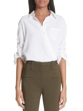 Altuzarra Garcia Asymmetric Crepe De Chine Shirt In Optic White