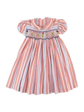 Bespoke Baby Girl's Striped Embroidered Summer Dress