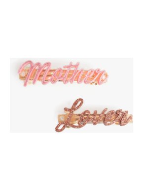 Mother Denim The Barrette - Mother Lover/Pink & Gold Glitter Clips