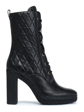 Tod's Black Leather Quilted Lace-Up Boots