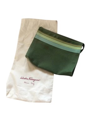 Ferragamo  Green Canvas Wash Bag