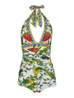 Dolce & Gabbana Peppers Print Halterneck Swimsuit