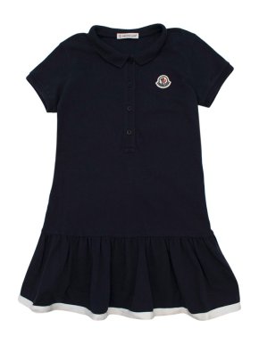 Moncler Kids Logo Patch Navy Polo Dress