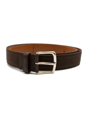 Kiton Brown Fabric & Leather Belt - size 95