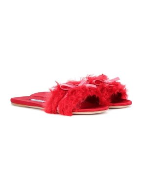 Prada Faux Fur Slip-on Sandals