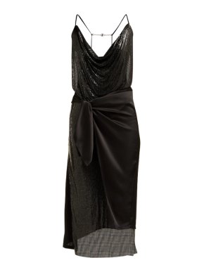 Paco Rabanne Wrap chainmail and satin midi dress