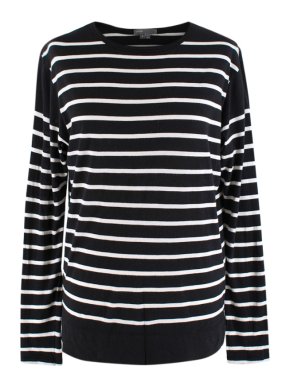 Vince Striped Long Sleeve Round Neck Top