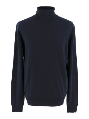 John Smedley Navy Wool Roll Neck Jumper