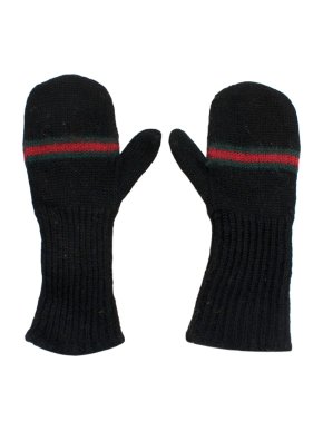 Gucci Web Stripe Kids Wool Mittens