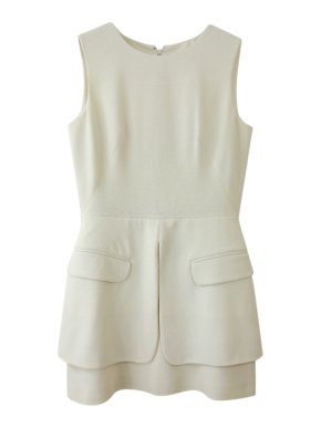 Alexander McQueen Wool Crepe Ivory Sleeveless Mini Dress