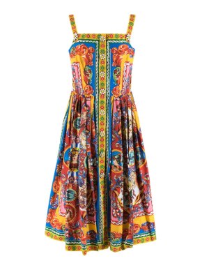 Dolce & Gabbana Multicolor Carretto Siciliano Print Dress