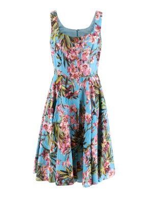 Dolce & Gabbana Blue Floral Print Sleeveless Dress