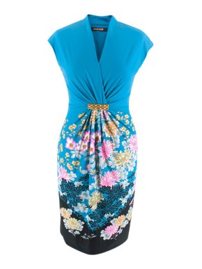 Roberto Cavalli V-Neck Floral Mini Dress