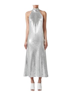 Galvan Daniela Sequin High Neck Midi Dress