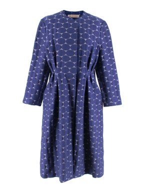 Marni Blue Textured Circle Embroidered Coat