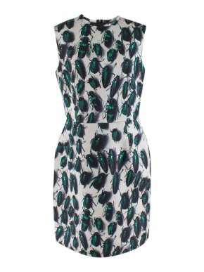 Lanvin Beetle Print Green Knee Length Sleeveless Dress