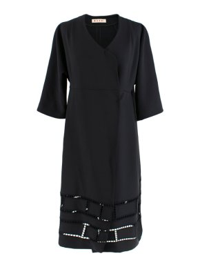 Marni Embroidered Cut-Out Wrap Dress
