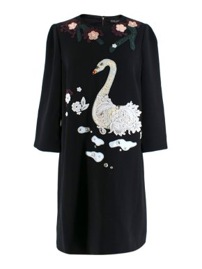 Dolce & Gabbana Lace Swan Applique Dress