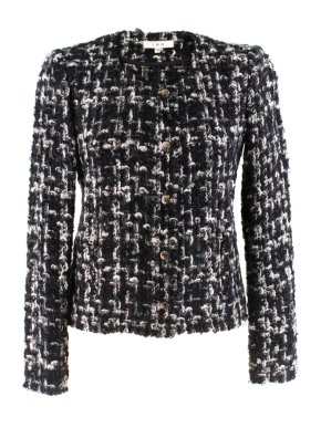 Iro Black & White Boucle Tweed Zip Jacket