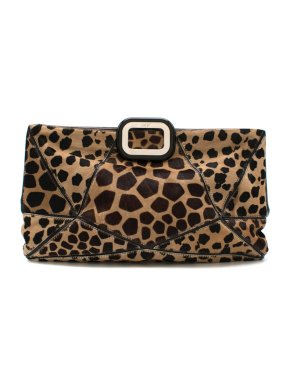 Roger Vivier Panelled Pony Hair Animal Print Clutch Bag