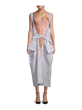 Marni Blue & Gold Embroidered Convertible Coat Dress