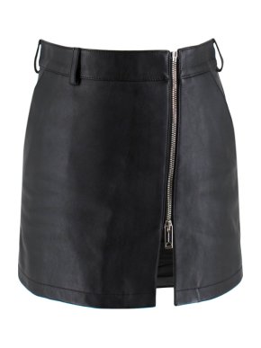Burberry Black High Leather Waist Mini Skirt