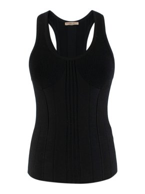 Bottega Veneta Black Fitted Ribbed Tank Top