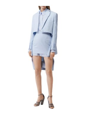 Burberry Blue Wool Step-Through Skirt Suit SS20