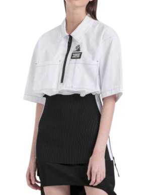 Burberry Rib Knit Detail Cotton Oversized Shirt