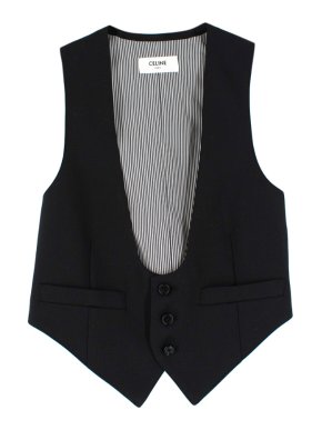 Celine Black Wool Waistcoat