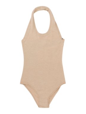 Extreme Cashmere Beige Halter Bodysuit