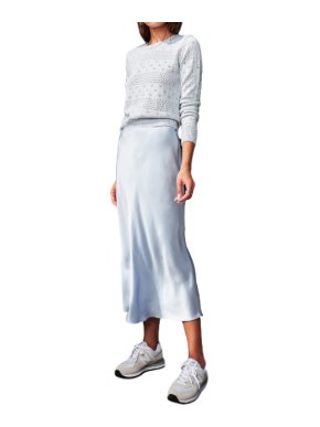 Sablyn Miranda Blue Silk Midi Skirt