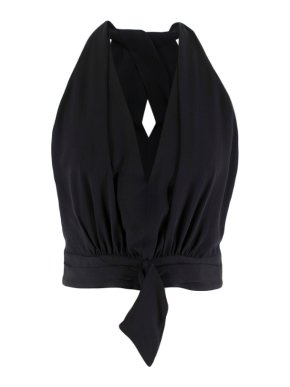 Giorgio Armani Black Silk Cropped Top