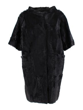 Marni Black Dankalia Kid Fur Short Sleeve Long Jacket