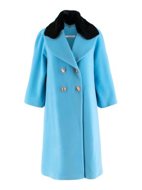 Vivetta Turquoise Wool Coat with Detachable Collar