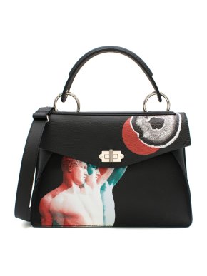 Proenza Schouler Black Leather Greek Statue Print Top Handle Bag