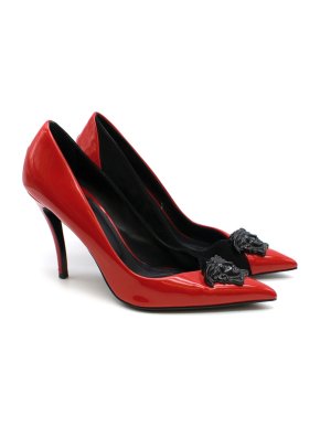 Versace Two Tone Medusa Head Leather Pointed Pumps