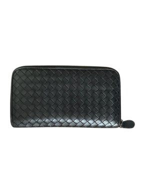 Bottega Veneta black zip round wallet