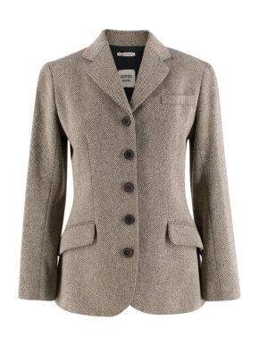 Hermes Wool & Cashmere Herringbone Blazer