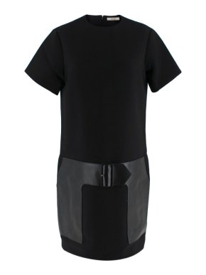 Celine Black Wool & Leather Shift Dress