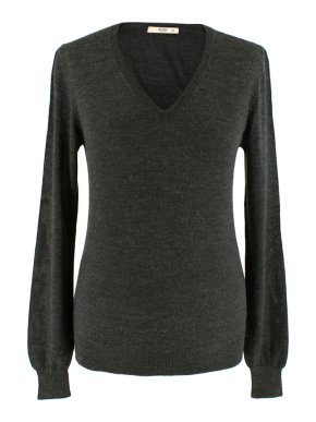 Prada V-Neck Grey Wool & Silk Sweater