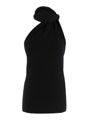 Ralph Lauren Black Cashmere Tube Top with Neck Wrap