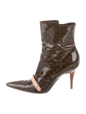 Louis Vuitton Brown Monogram Patent Boots