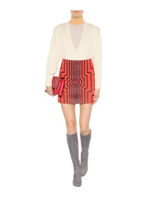 Loewe Red Suede Cyborg Mini Skirt