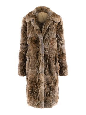Celine Natural Rabbit Fur Longline Coat